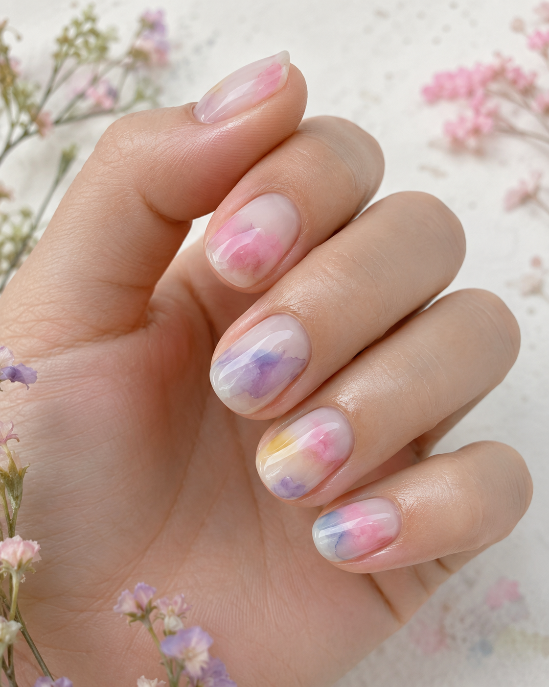 Aquarell Frühlingsnägel